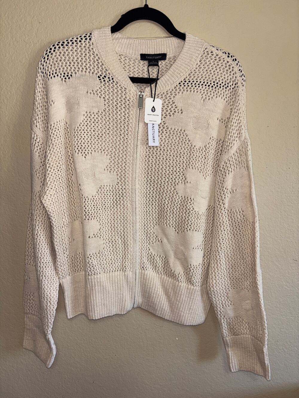 Sanctuary open-knit zip-front cardigan/sweater